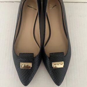 Zac Posen Embellished Navy Flats with Gold Accent